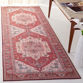 SAFAVIEH Tucson Collection Runner Rug - 2'6" x 8', Red & Pink, Persian Design, Non-Shedding Machine Washable & Slip Resistant Ideal for High Traffic Areas in Living Room, Bedroom (TSN139R)