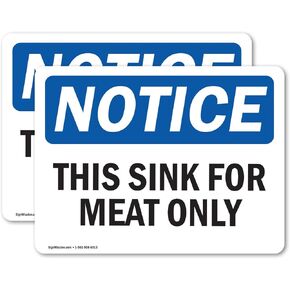 (2 Pack) This Sink For Meat Only OSHA Notice Sign 5 Inch X 3.5 Inch Vinyl Label Decal Sticker Weather Resistant, UV Protected for Workplace, Business, and Construction Site, Made in the USA