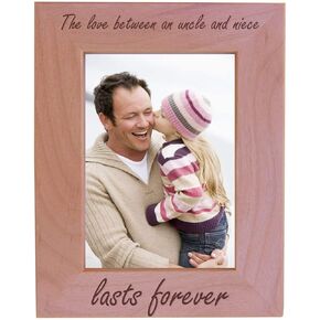 The love between an Uncle and Niece lasts forever Natural Alder Wood Engraved Tabletop/Hanging Photo Picture Frame (4x6-inch Vertical)