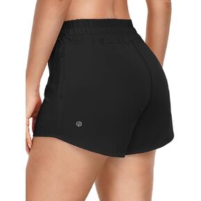 HeyNuts Agile Running Shorts for Women, High Waisted Athletic Shorts Lined Workout Shorts with Zipper Pocket 4"