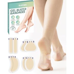 24PCS Gel Blister Bandages Hydrocolloid Bandages, Bunion Pads for Women Men Bunion Relief, Waterproof Blister Cushions for Feet, Fingers, Toes Protector, Heel Blister Prevention Pads