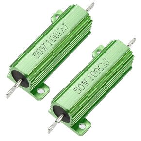 uxcell 50W 100 Ohm 5% Aluminum Housing Resistor Screw Tap Chassis Mounted Aluminum Case Wirewound Resistor Load Resistors Green 2 pcs