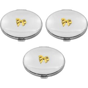 Stephanie Imports Set of 3 Double Sided Magnifying Compact Mirrors with Ornament (Oval Bow)