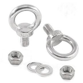 Lifting Eye Bolts 304 Stainless Steel Heavy Duty Screw Bolt Male Thread Machinery Shoulder Lifting Ring Eye Bolt with Lock Nuts and Flat Washers,2Pcs (M16)