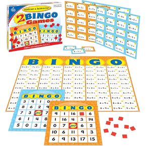Carson Dellosa Basic Spanish Bingo Game—Learning Board Game with 50 Spanish Words with Photos, 36 Game Boards and Bingo Chips for 3-36 Players, Ages 4 and Up