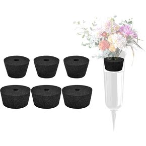 مجموعة من 6 مزهريات رغوية زهرية حامل زهور مقبرة مستديرة كبيرة مقاس 4.4 بوصة مزهرية قبر سوداء مع فتحات صغيرة مقاس 2.36 بوصة ديكورات قبر خارجية قابلة لإعادة الاستخدام مزهريات زهور تذكارية للمقبرة in Kuwait