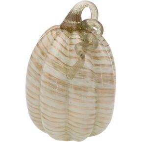 Boston International Glass Pumpkin Tabletop Shelf Décor Autumn & Fall Decorations, Large, Laurel & Copper