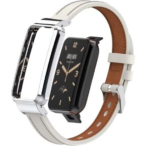 Compatible with Xiaomi Mi Band 7 Pro Band,Mi Band 7 Pro Leather Replacement Bracelet Strap Wristband Accessories with Metal Frame for Xiaomi Mi Smart Band 7 Pro