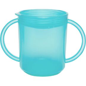 TalkTools Recessed Plastic Lid Cup with Handles | Break Resistant | Self-feeding - BPA Free - 2 Lids - Light Blue