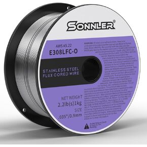 E308LFC-O .035-Diameter Stainless Flux Core Welding Wire, 0.9mm SONNLER 2-pound Stainless Steel Welding Wire, Low Splatter Stainless Steel MIG Wire Compatible With All MIG Welder