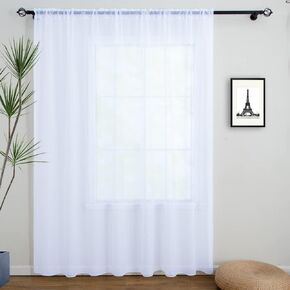 Linentalks Extra Long White Sheer Curtains, 10ft Living Room Patio Door Sheer White Curtains for Sliding Glass Door, Bedroom Window Treatment White Sheer Drapes, Rod Pocket, 1 Panel 100" W X 120" L