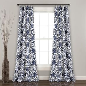 Lush Decor Marvel Light Filtering Window Curtain Panel Pair, 52" W x 95" L, Navy