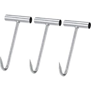 uxcell T-Handle Meat Boning Hook, Galvanized T Hooks for Kitchen Butcher Shop Restaurant 16"(400mm) 3Pcs