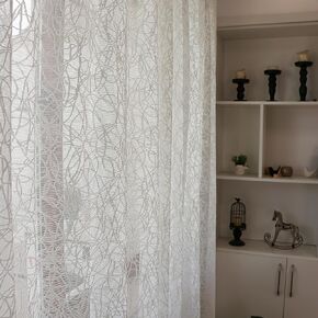 SLOW SOUL Set of 2 Panels White Bird Nest Jacquard Curtains Privacy Semi Sheer Curtains & Drapes for Bedroom Living Room Rod Pocket 52W X 96L inch