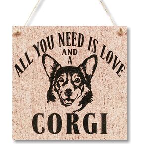 CARISPIBET All you need is love funny home decorative wall pediments Corgi owners dog owners decorative hanging ornaments 8" x 8"