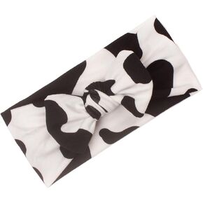 BBTDIN Cow Stria Headband Bow Baby Girl Cow Stria Hair Clip Bows Cow Stria HeadWear BBG37 (D1-Turban)