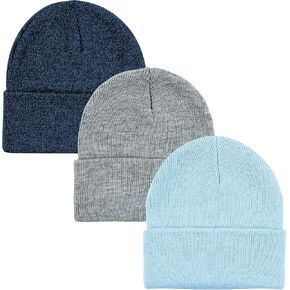 Hudson Baby Unisex Baby Knit Cuffed Beanie 3pk, Dark Pink, Infant Toddler