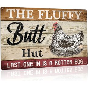 Chicken Coop Signs, Funny Farm Metal Decor Plaque, Aluminum Sign Suitable for Kitchen, Indoor, Outdoor, Barn, Metal Sign Dimensions are 12x8 Inch，4 Holes for Easy Hanging - The Fluffy Butt Hut.