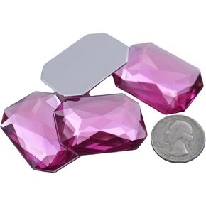 40X30mm Crystal A01 Flat Back Acrylic Octagon Jewels Pro Grade Individually Wrapped - 4 Pieces