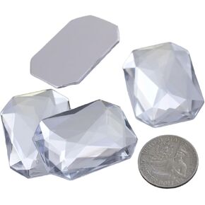 40X30mm Crystal A01 Flat Back Acrylic Octagon Jewels Pro Grade Individually Wrapped - 4 Pieces