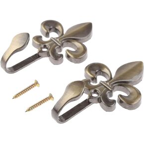 Curtain Tieback Hooks,2PCS Curtain Tieback Holders,Bronze Metal Flower Wall Hooks for Curtain,Towel,Cloth, Coat