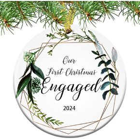 Engagement Gifts for Couples, Engaged Ornament 2023 Christmas Decorations Engagement Gifts Wedding Shower Gift Just Married Gift Wedding Ornament (Engraved)