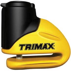 Trimax T645S Hardened Metal Disc Lock - Yellow 5.5mm Pin (Short Throat) with Pouch & Reminder Cable