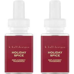 Pura & K. Hall Designs Home Scent Refill - Smart Home Air Diffuser Fragrance - Up to 120-Hours of Premium Fragrance per Refill - Household Essential - Clean Diffuser Fragrance -2 Pack, Holiday Spice
