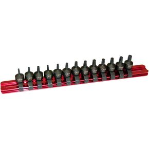 OEMTOOLS 24293 13-Piece 1/4 Inch Drive Stubby Star Socket Driver Set, Bit Organizer Rail Included, Color May Vary