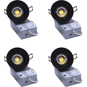 YUURTA 3 Inch 8W 5CCT LED Gimbal Downlight (Pot Light) Color Selectable: 2700K/3000K/3500K/4000K/5000K 120V Dimmable Recessed Rotatable Light Panel ETL Listed IC Rated (Black, 5CCT, 10-Pack)