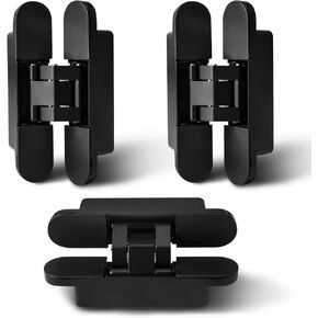 3 Pack Invisible Hydraulic Hinge 3D Adjustable Heavy Duty Hidden Door Hinge 180° Swing Automatic Door Close Cushioning Hinge Mortise Mount Concealed Cross Hinge Load Bearing 100KG, Grey