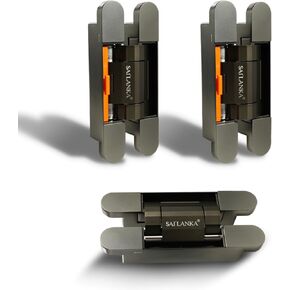 3 Pack Invisible Hydraulic Hinge 3D Adjustable Heavy Duty Hidden Door Hinge 180° Swing Automatic Door Close Cushioning Hinge Mortise Mount Concealed Cross Hinge Load Bearing 100KG, Grey