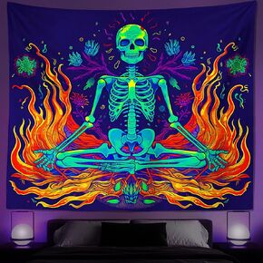 Wergund Astronaut Blacklight Tapestry, UV Reactive Astronaut Tapestry, Astronaut Tapestry Glow in Dark Aesthetic Wall Hanging for Home Bedroom Living Room Decor - 51 x 59 Inches