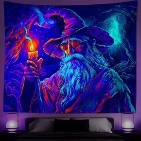Wergund Astronaut Blacklight Tapestry, UV Reactive Astronaut Tapestry, Astronaut Tapestry Glow in Dark Aesthetic Wall Hanging for Home Bedroom Living Room Decor - 51 x 59 Inches