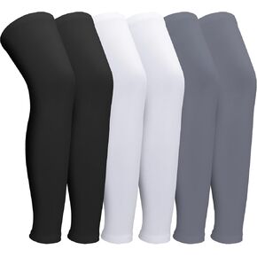 3 Pairs Leg Sleeves,Full Length Leg Compression Sleeve,Sports Leg Knee Sleeve with Anti Slip Silicone Strips,UV Protect Long Leg Sleeves for Men Women Basketball Football Running