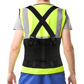 Work Back Brace - Back Support Belt for Lower Back Pain Relief, Heavy Lifting, Herniated Discs - Industrial Back Brace for Work With Shoulder Straps Fits Men and Women XL/2XL(37"-45")