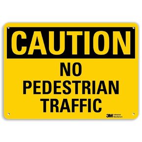 Smartsign U4-1543-RA_14X10 "Caution NO Pedestrian Traffic" Reflective Recycled Aluminum Sign, 14" x 10"