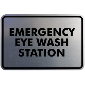 Signs ByLITA Classic Emergency Eye Wash Station Sign (Brushed Silver) - Small