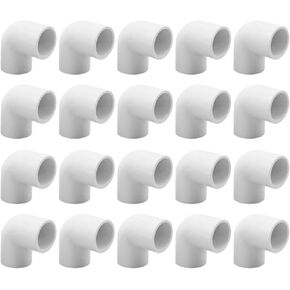 20Pcs 3/4" 90 Degree PVC Elbow Pipe Fitting Connector, Schedule 40 PVC Elbow Connector for Greenhouses Shelving Storage Racks Swimming pools Outdoor Applications