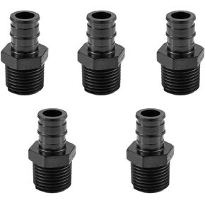 5 Pack Pex A Expansion 1/2 inch x 1/2 inch Male NPT Adapter Fitting Poly PPSU for PEX-A Pipe/Tubing, ASTM F1960 (5Pcs 1/2"x1/2")