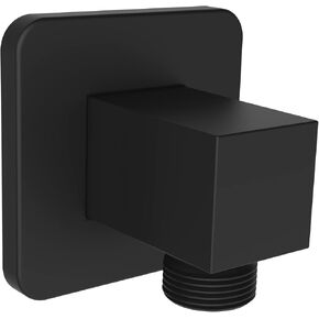 Aquaiaw Wall Supply Elbow with Flange, Tapered 1/2 NPT Female Inlet, Solid Brass Wall Union, Square Water Supply Elbow, Electroplate Matte Black, G1/2 Outlet
