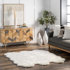 nuLOOM Deonna Animal Print Shaped 5x6 Shag Area Rug for Living Room Bedroom Dining Room Nursery, White