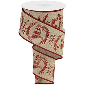 Farmhouse Animals Canvas Wired Edge Ribbon - 2.5" x 10 Yards (Light Grey, Black) in Kuwait