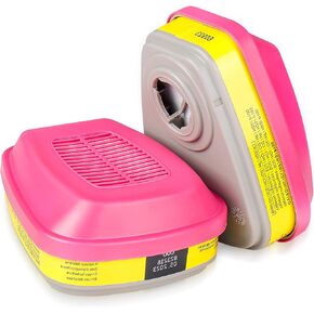 (1 Pair) 60923 Respirator Cartridge, P100 Particle filter, Helps Protect Against Organic Vapors, Acid Gases, Chemical and Particulates