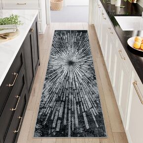 Lahome Modern Black Rugs for Living Room - Washable 5x7 Area Rugs Ultra-Thin Soft Bedroom Rug,Non-Slip Abstract Splash Indoor Floor Carpet Low-Pile for Dining Room Entryway Kitchen Art Decor