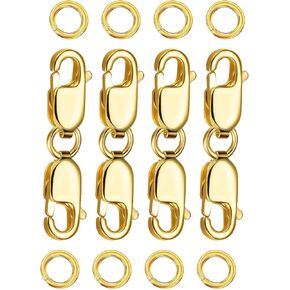 مشبك مخلب سرطان البحر الفضي من Kcctoo مع حلقات قفز مغلقة ومشابك وقلادات من الذهب عيار 14 قيراط لصنع المجوهرات، صنع في إيطاليا 12 مم (0.47 بوصة) in Kuwait