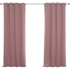 Best Home Fashion Thermal Insulated Blackout Curtains - Stainless Steel Nickel Grommet Top - Mauve - 52" W x 84" L - (Set of 2 Panels)
