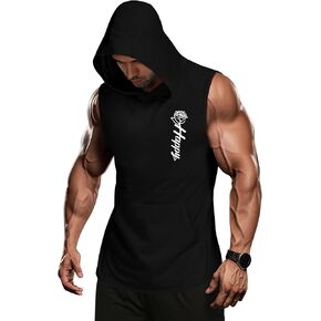 Shallmu Men's Tank Tops Sleeveless Hoodies Shirts Workout Muscle Tank Top Graphic Gym Bodybuilding Hoodie Tank Top