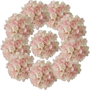 Pink Hydrangea Artificial Flowers,Artificial Silk Hydrangea Heads Faux Hydrangea Flowers Heads with Stems for Home Wedding Baby Shower Decor,Pack of 10 (81 petals)