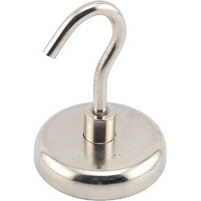 مغناطيس الاحتفاظ مع خطاف من Master Magnetics NACK165، مطلي بالنيكل بوزن 150 رطل، مغناطيس نيوديميوم، قطر 1.65 بوصة، الارتفاع الإجمالي 2.18 بوصة in Kuwait
